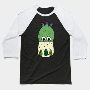 Cute Cactus Design #352: Prickly Pear Cactus In Leafy Pot Baseball T-Shirt